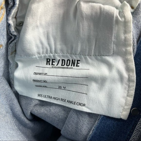 Re/Done NWT 90s Ultra High Rise Crop Jeans Distressed Women’s Size 32 Ankle - Picture 10 of 14